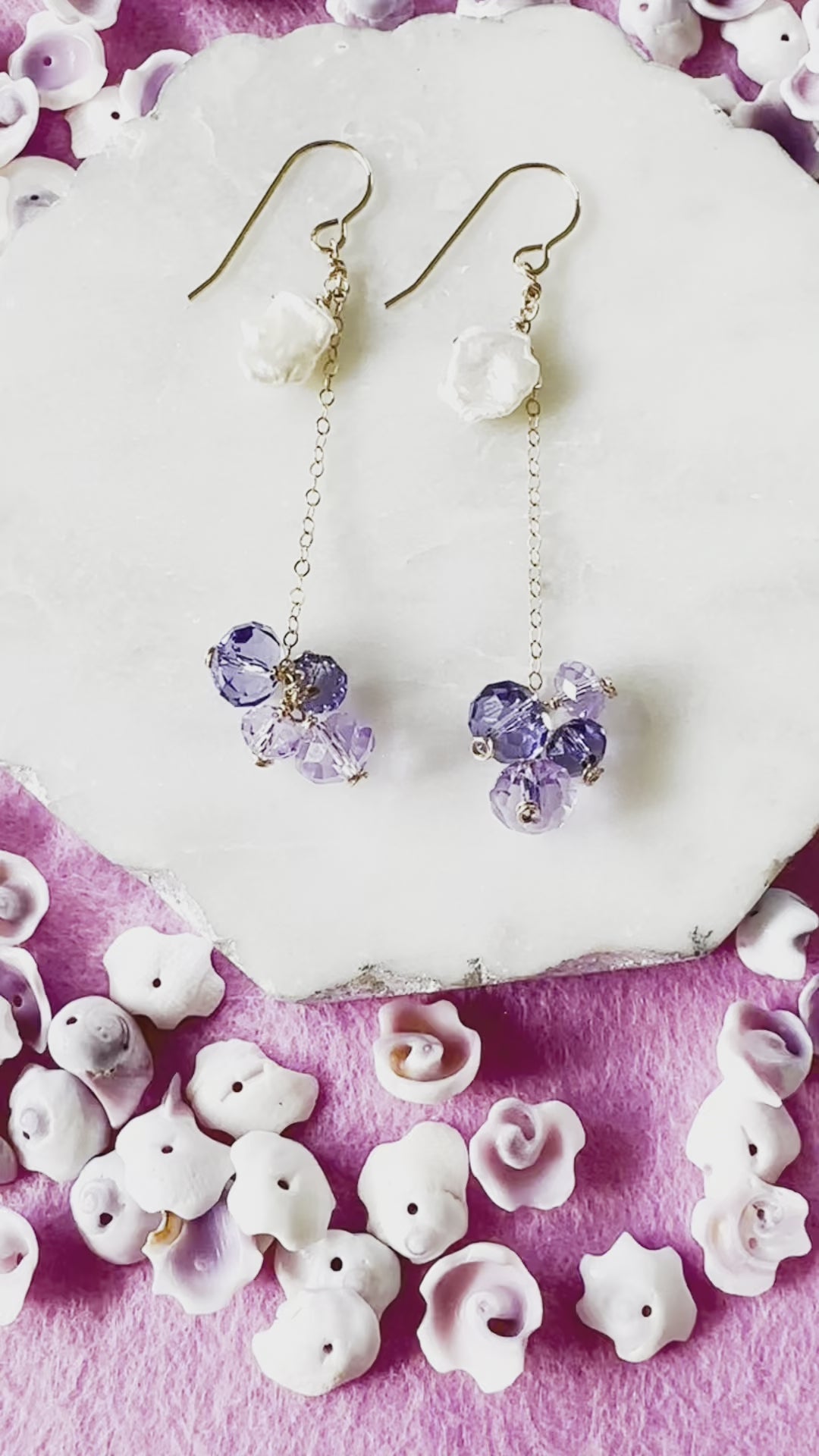 Load video: Keishi Pearl &amp; Crystal Earrings