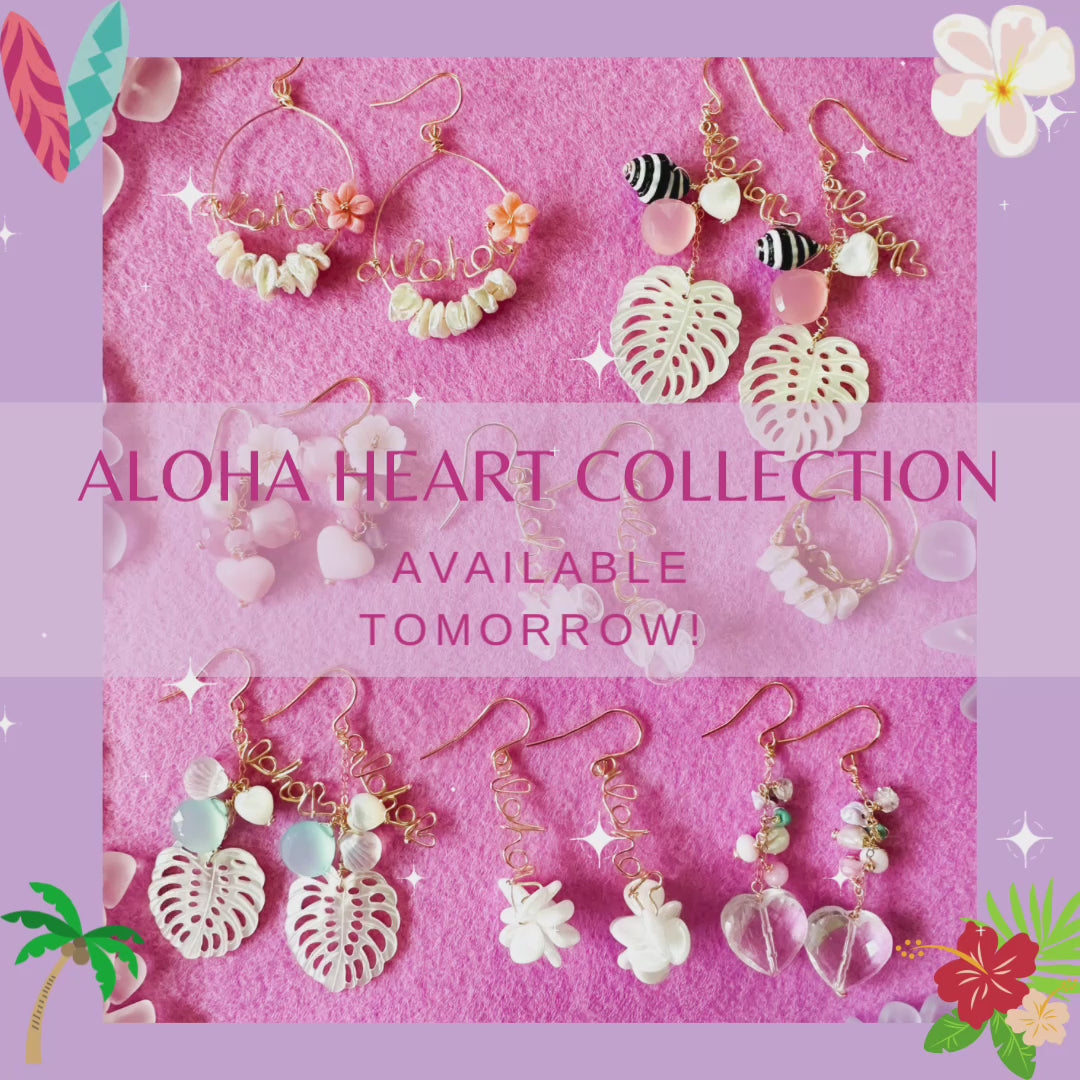 Load video: Clear Glass Heart &amp; Gems Earrings
