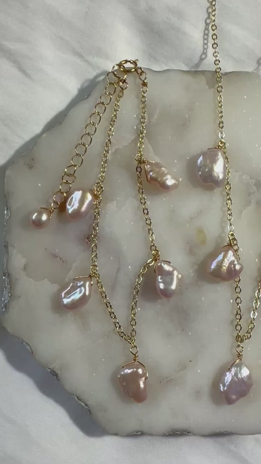 Load video: Pink Freshwater Pearl Necklaces