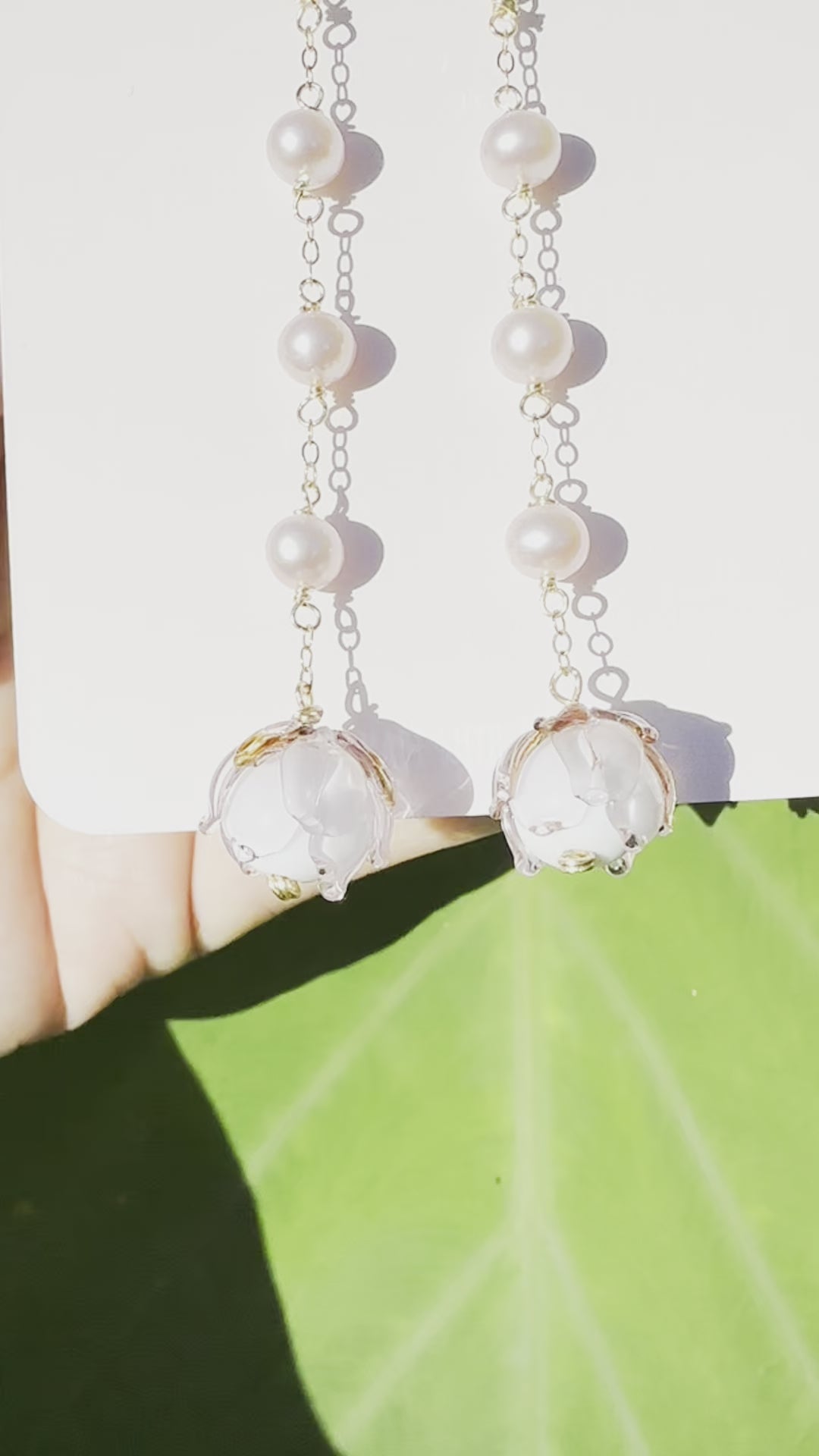 Load video: Ballerina Rose &amp; Pink Pearl Earrings