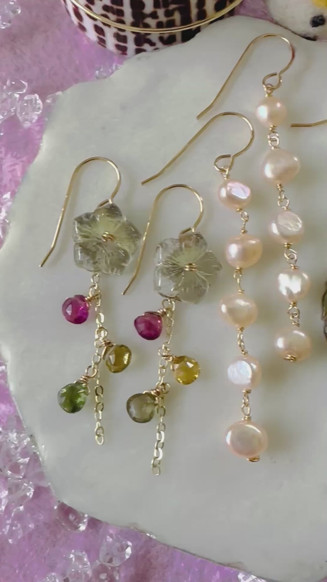 Load video: Gingerbread man &amp; Shell Leaf Earrings