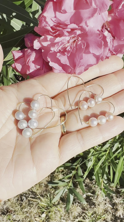 Heart Pearl Hook Earrings