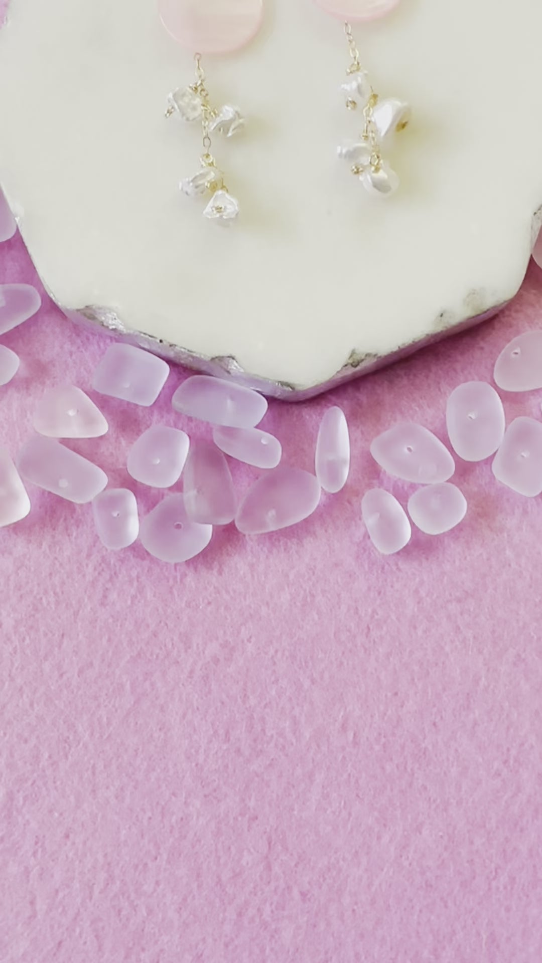 Load video: Mermaid Pink Shell &amp;Pearl Earrings