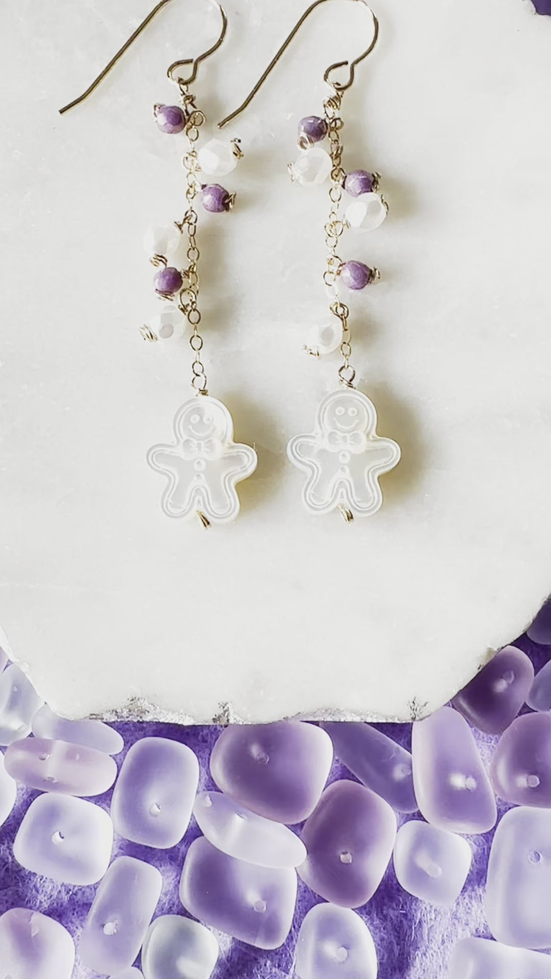 Load video: Gingerbread Man &amp; Czech Beads Earrings