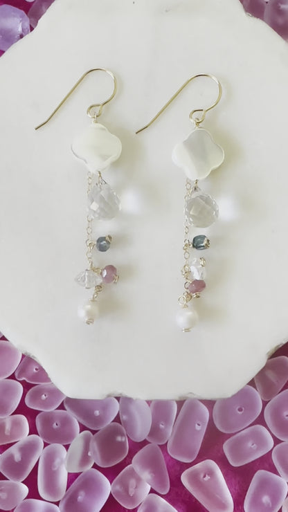 Clover Shell & Gems Earrings