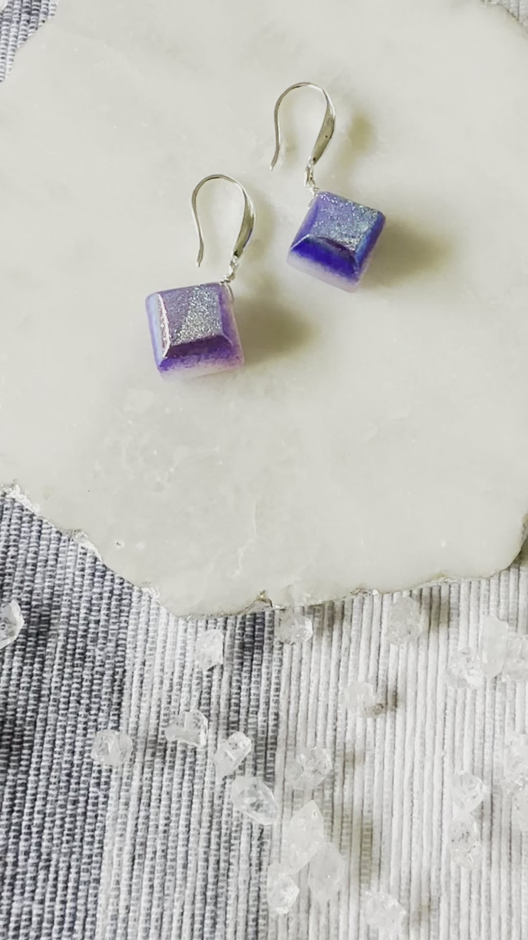 Load video: Blue Mystic Druzy Earrings