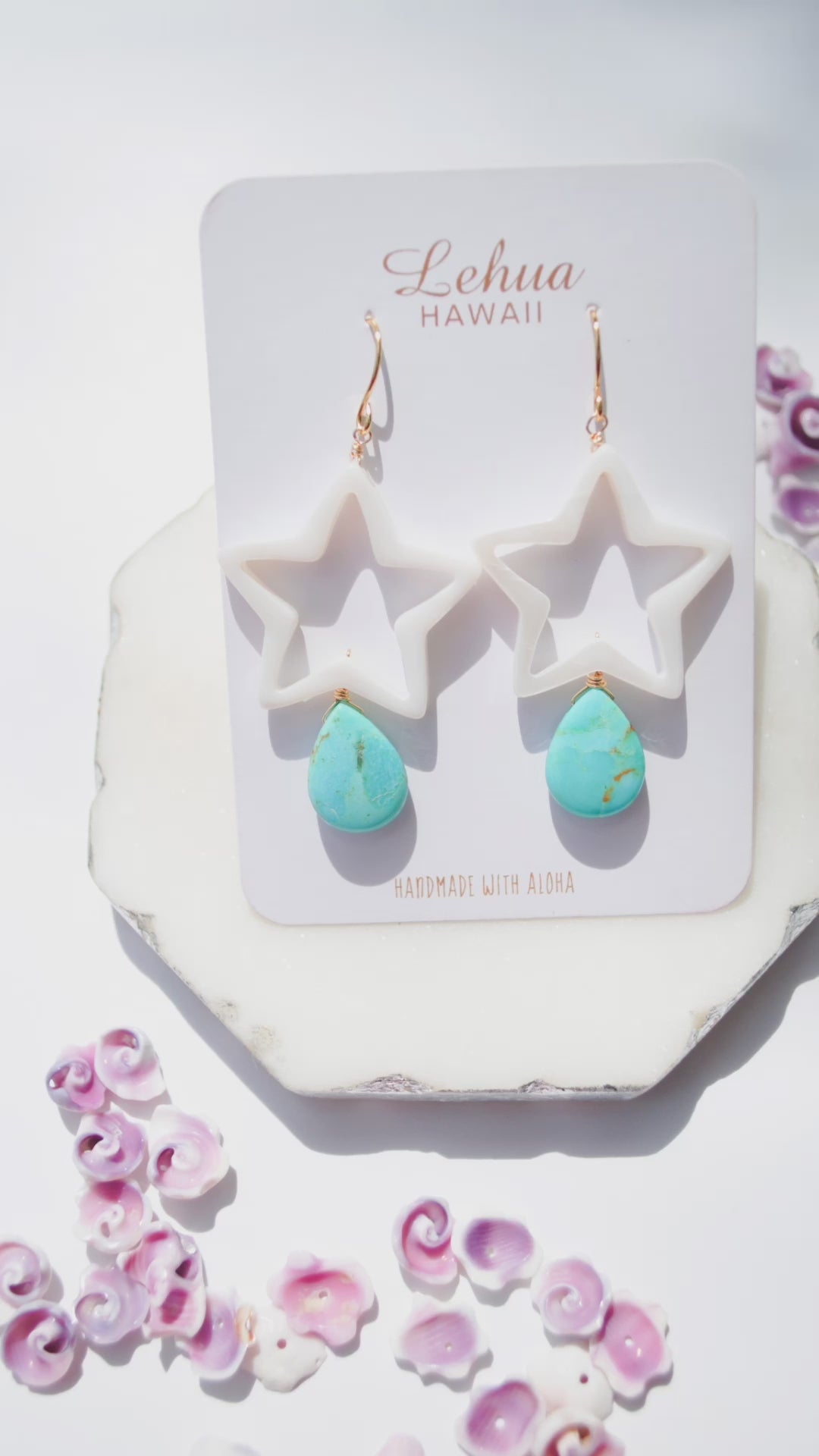 Load video: Star Shell &amp; Arizona Turquoise Earrings