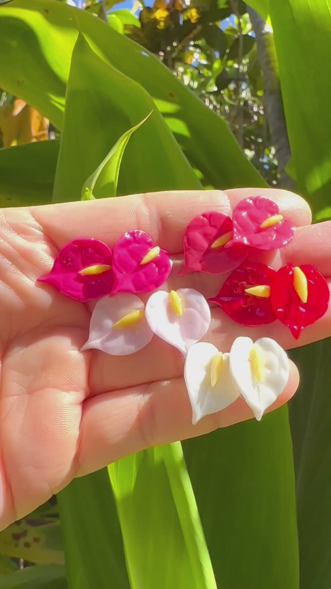 Load video: Mini Anthurium Stud Earrings