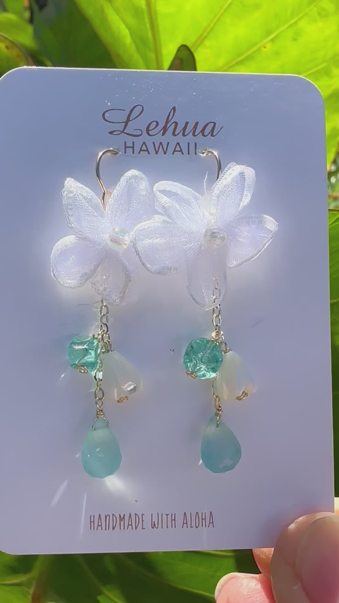 Load video: White Flower &amp; Vintage Glass Earrings