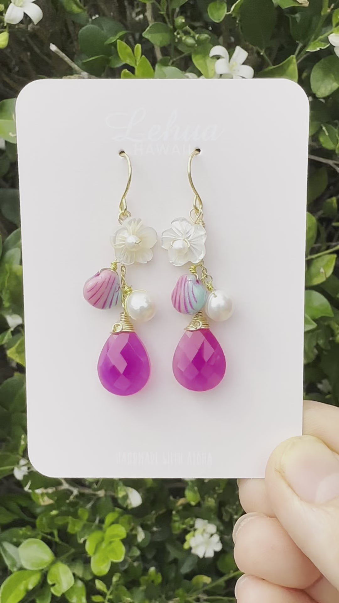 Load video: Rose Pink Gem Earrings