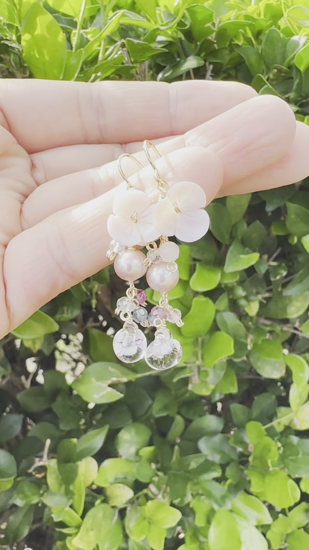 Load video: Unicorn Teardrop &amp; Shell Flower Earrings