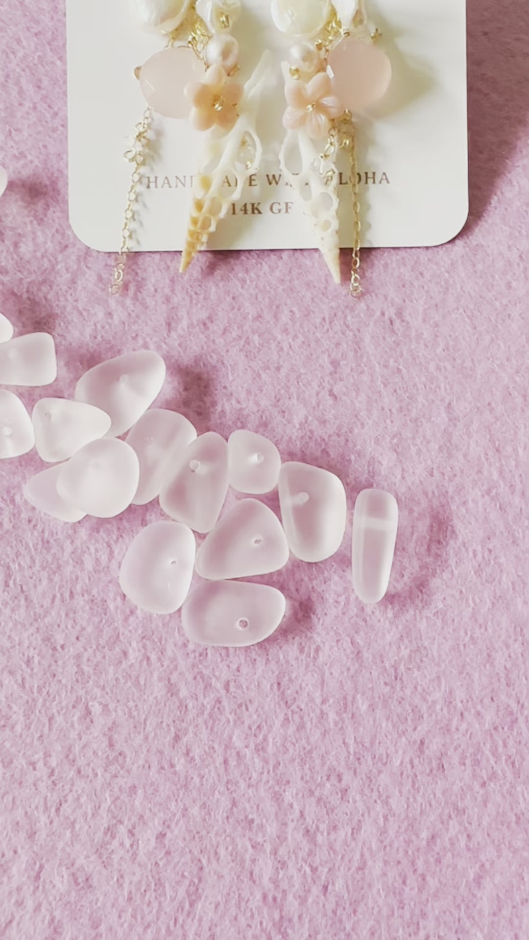 Load video: Rose Pink Chalcedony &amp; Seashell Earrings