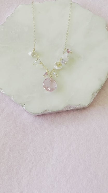 Rose Pink Crystal Necklace