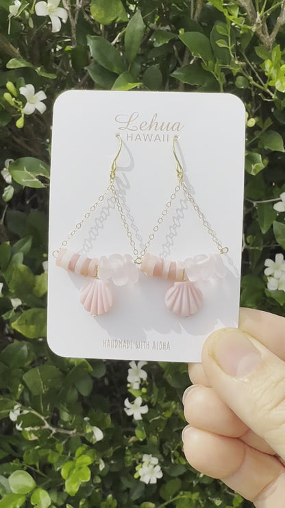 Pink Conch Clam Shell Earrings