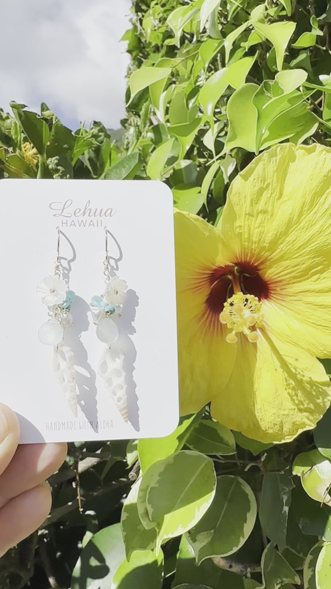 Load video: Aqua Sea Mist &amp; Sea Shell Earrings