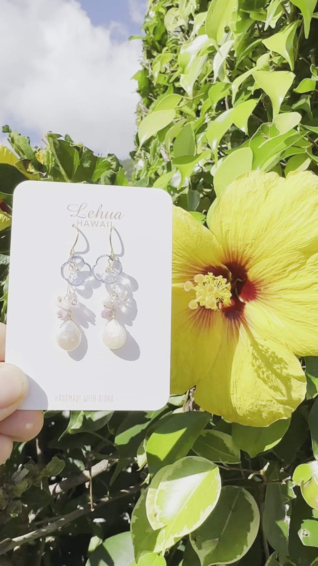 Load video: Vintage Blue Glass Flower &amp; Pearl Earrings