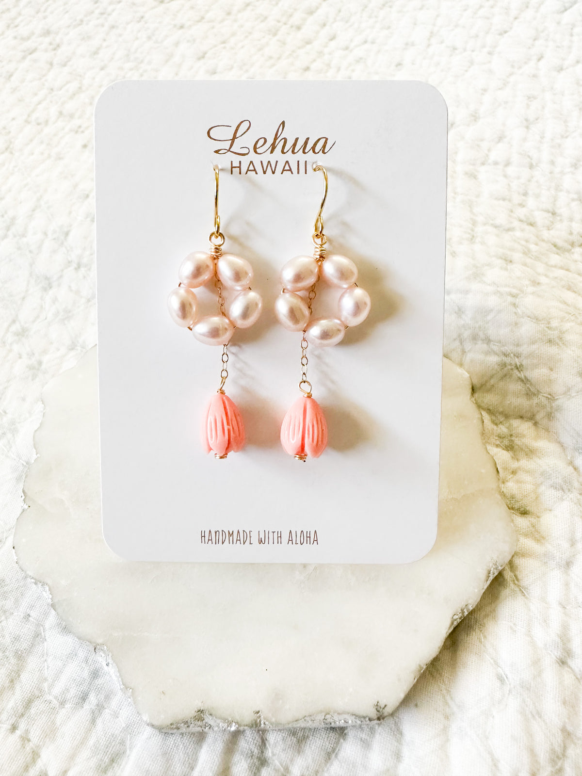 Pearl Flower & Pikake Earrings