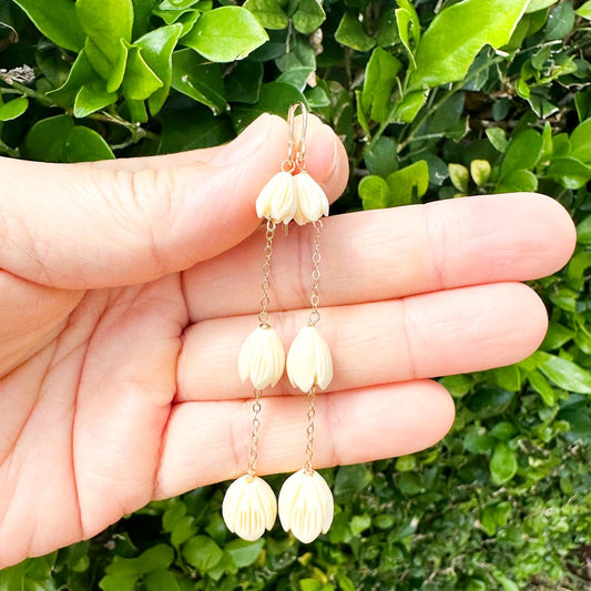 Triple Vintage Pikake Earrings