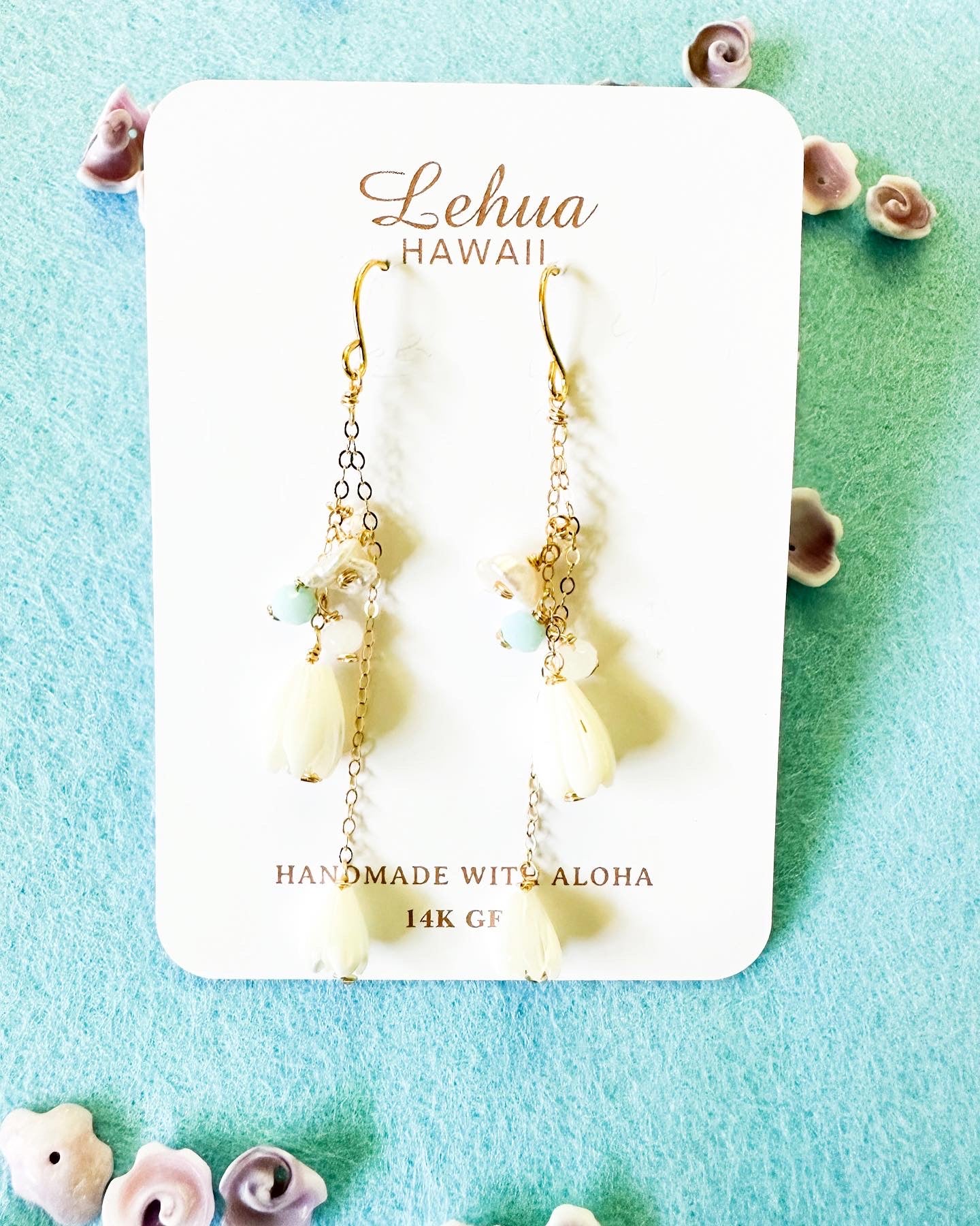 Pikake & Herkimer Diamond Quartz Earrings